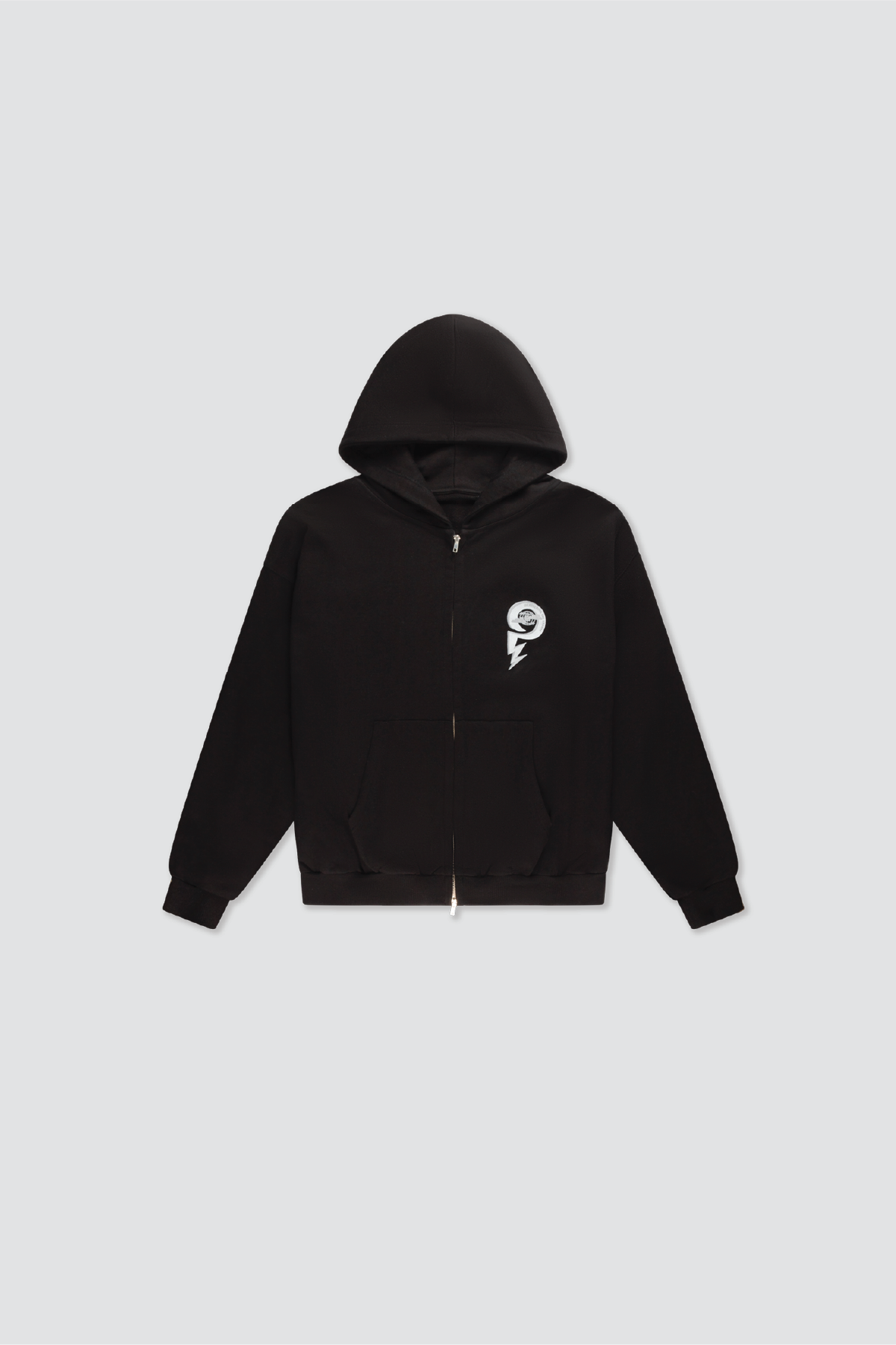 DOUBLE ZIPPED STORM LIGHTNING BLACK HOODIE