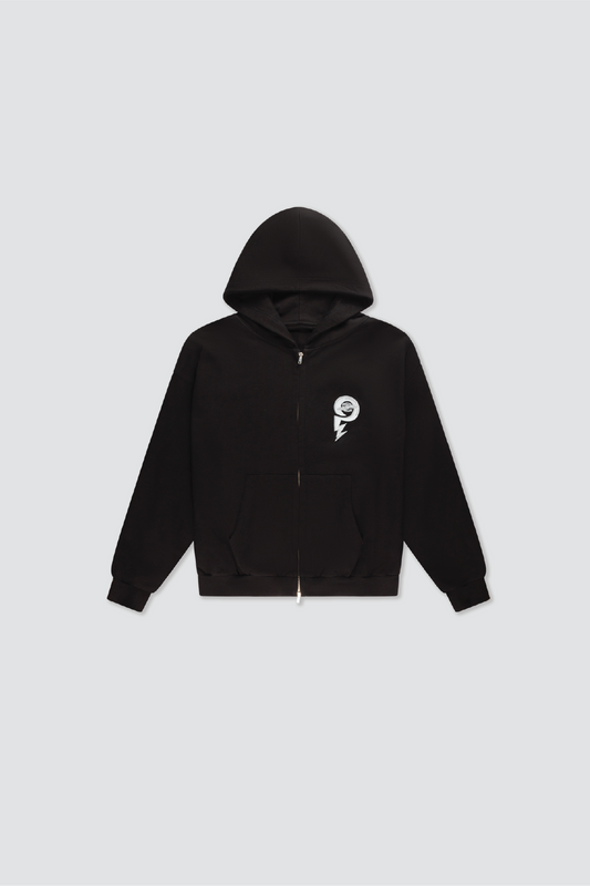 DOUBLE ZIPPED STORM LIGHTNING BLACK HOODIE