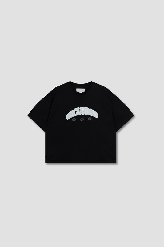 SECLUDED LAB ADINKRA CROP BLACK TEE