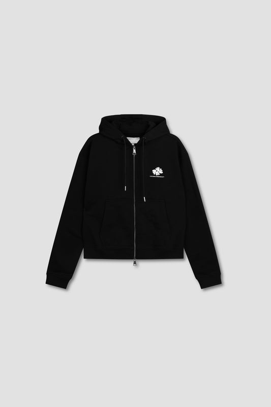 SECLUDED.LAB SNAKE LOGO'S CROP DOUBLE ZIP HOODIE