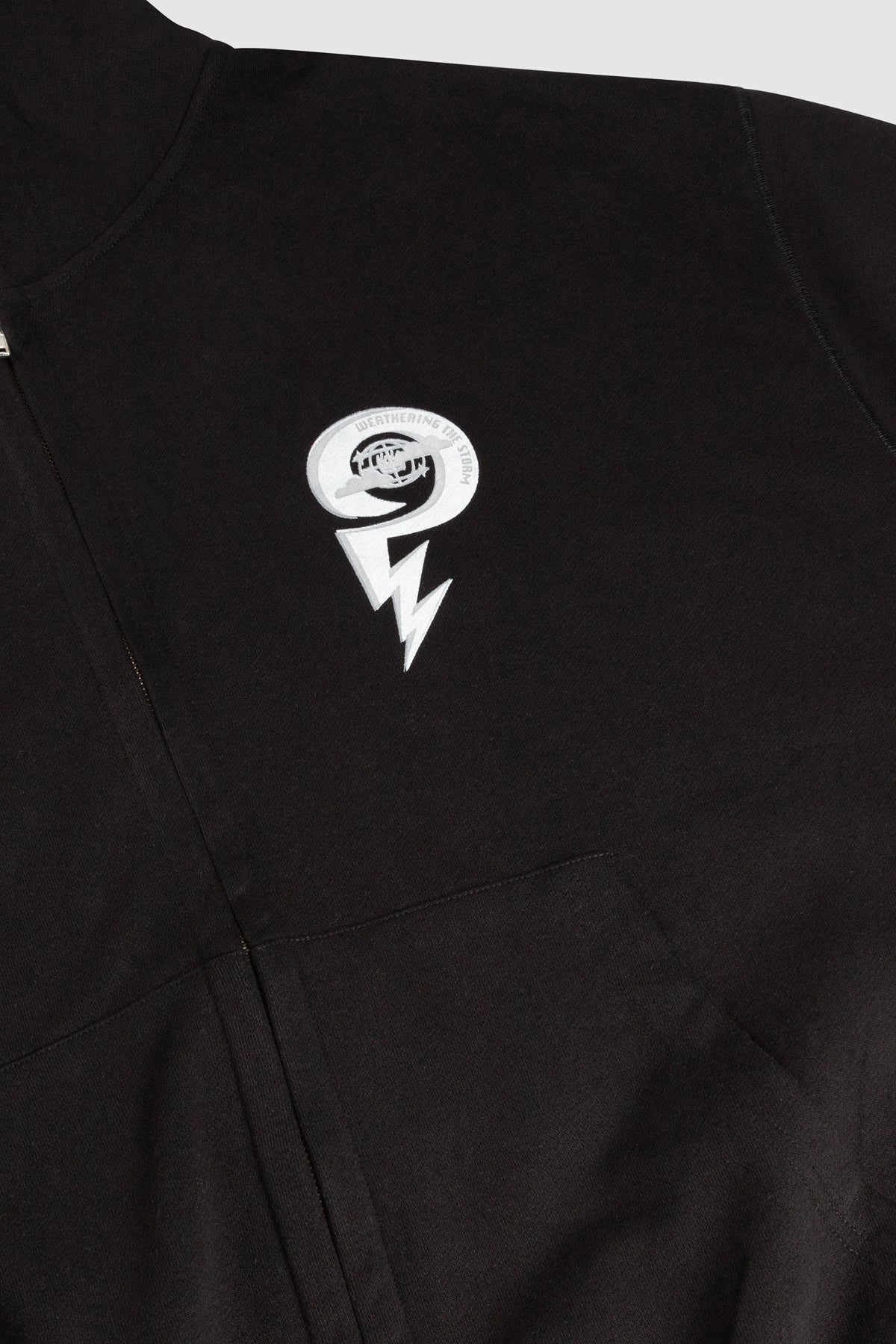 DOUBLE ZIPPED STORM LIGHTNING BLACK HOODIE