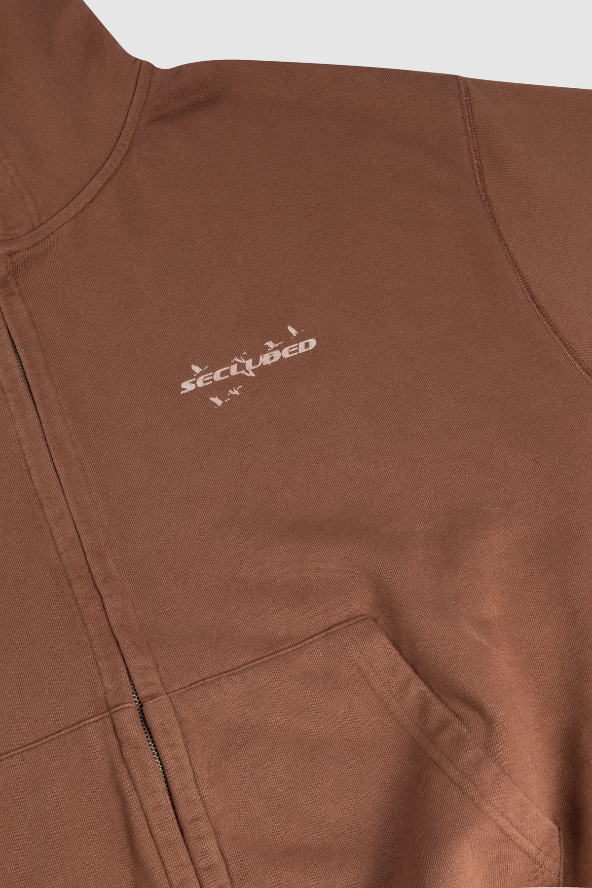DOUBLE ZIPPED BROWN STORM HOODIE