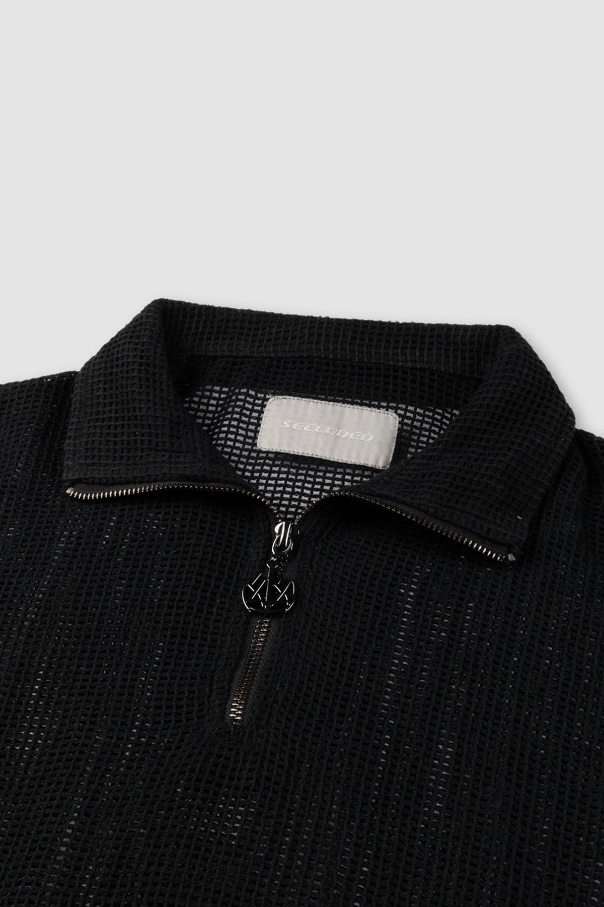 COTTON MESH BLACK ZIP UP