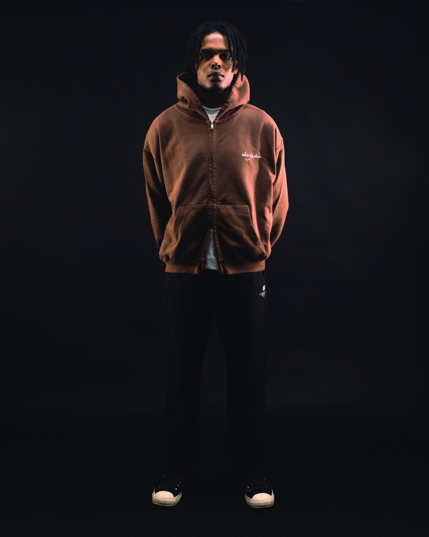 DOUBLE ZIPPED BROWN STORM HOODIE