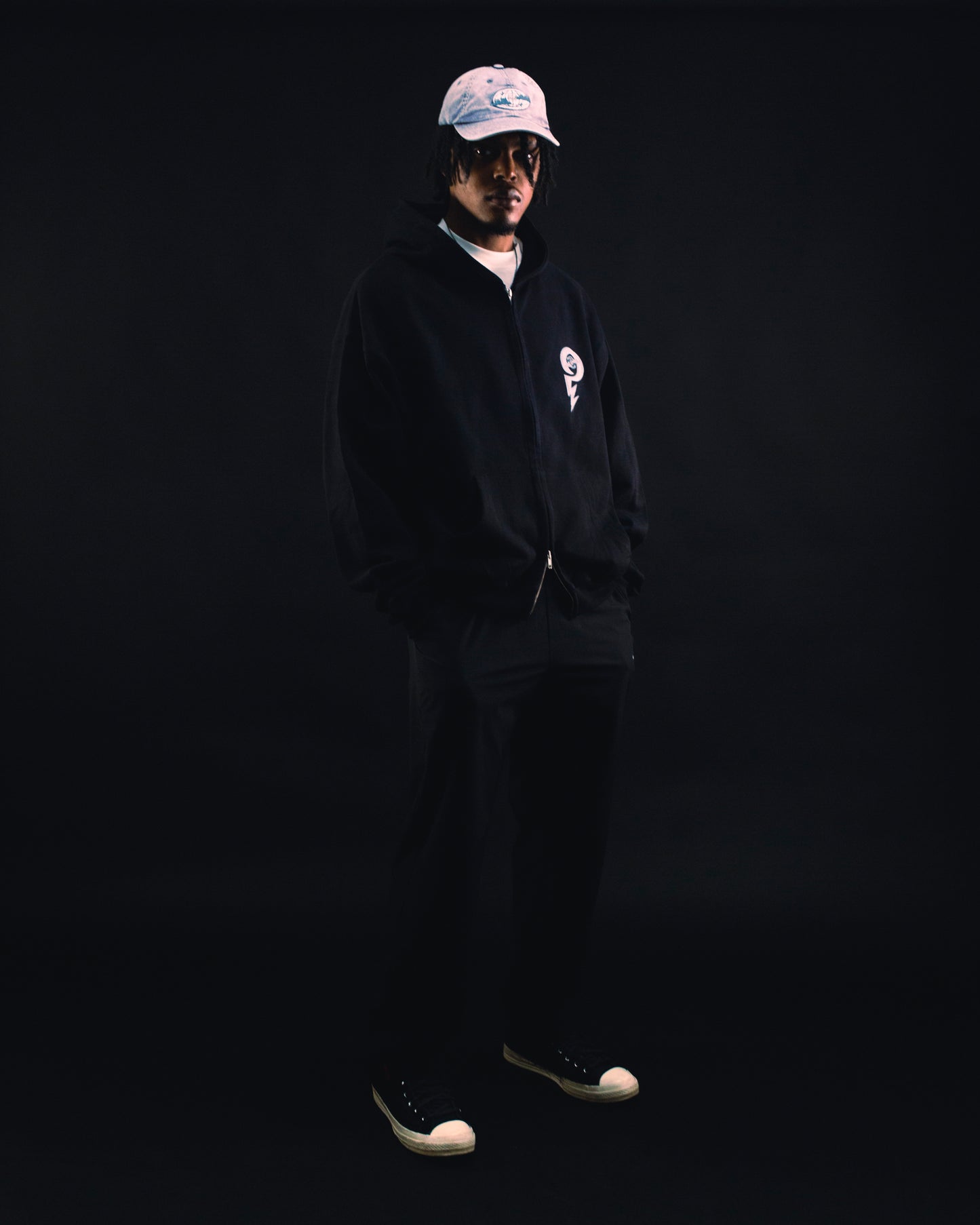 DOUBLE ZIPPED STORM LIGHTNING BLACK HOODIE
