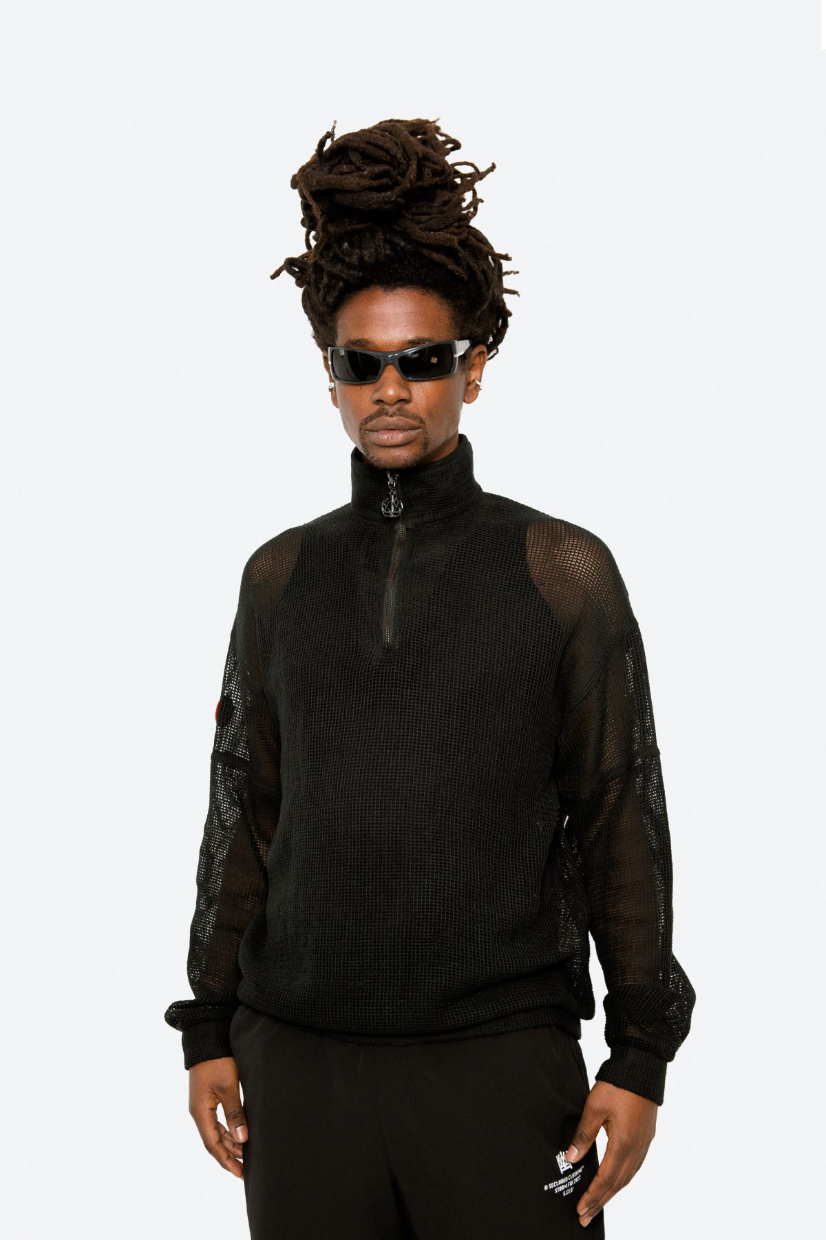 COTTON MESH BLACK ZIP UP