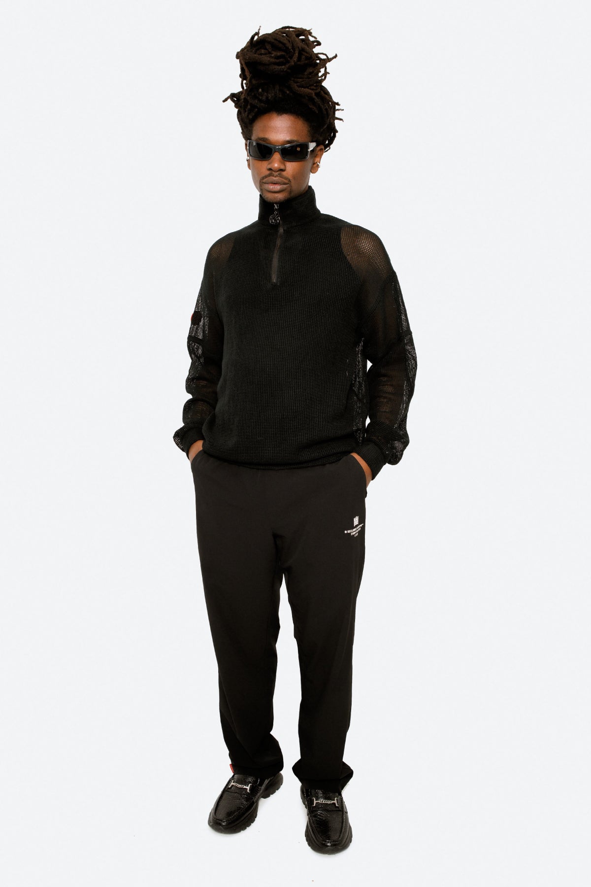 COTTON MESH BLACK ZIP UP