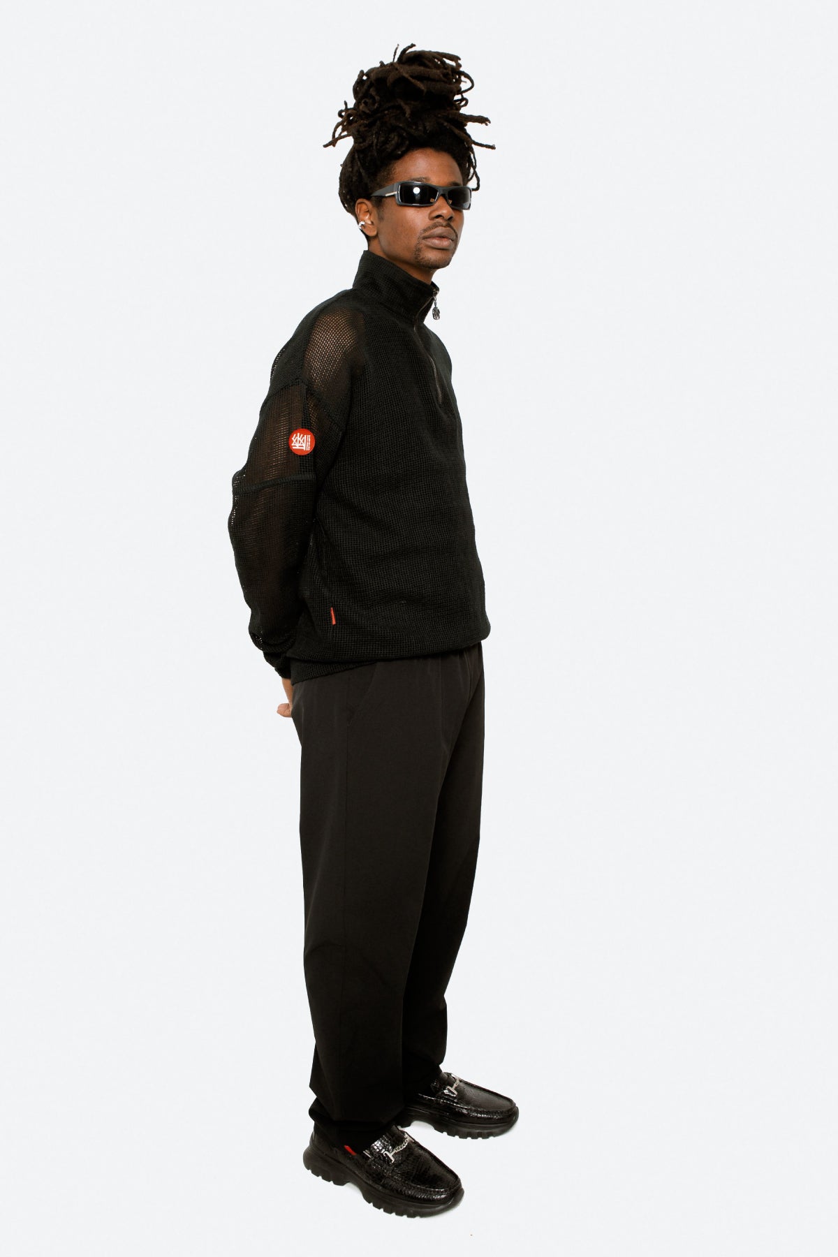 COTTON MESH BLACK ZIP UP