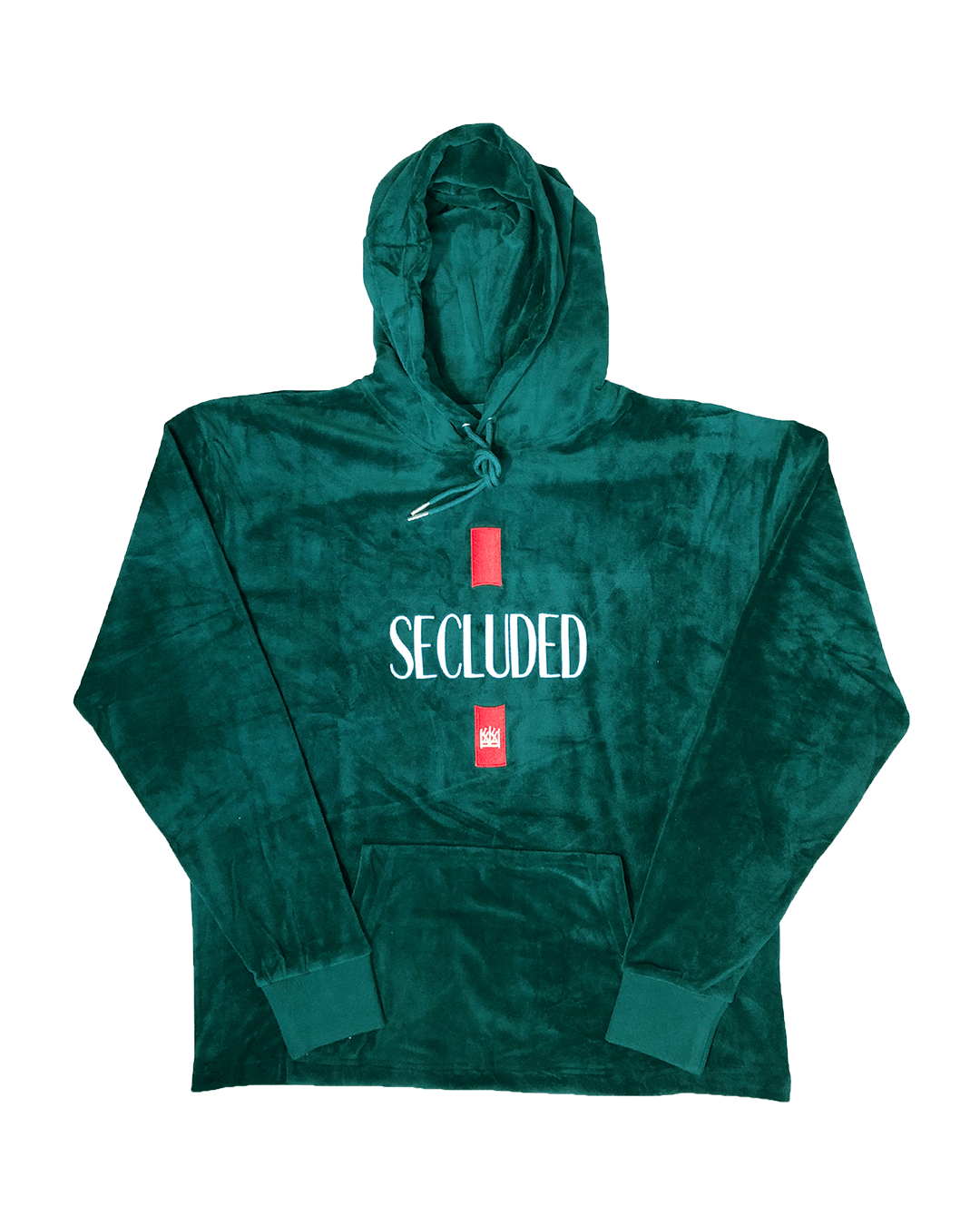 Secluded Panthera Velour Hoodie Emerald Green