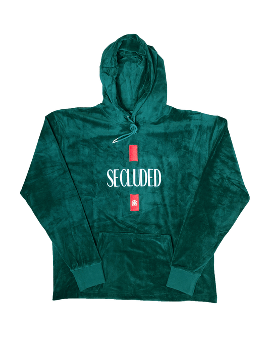 Secluded Panthera Velour Hoodie Emerald Green