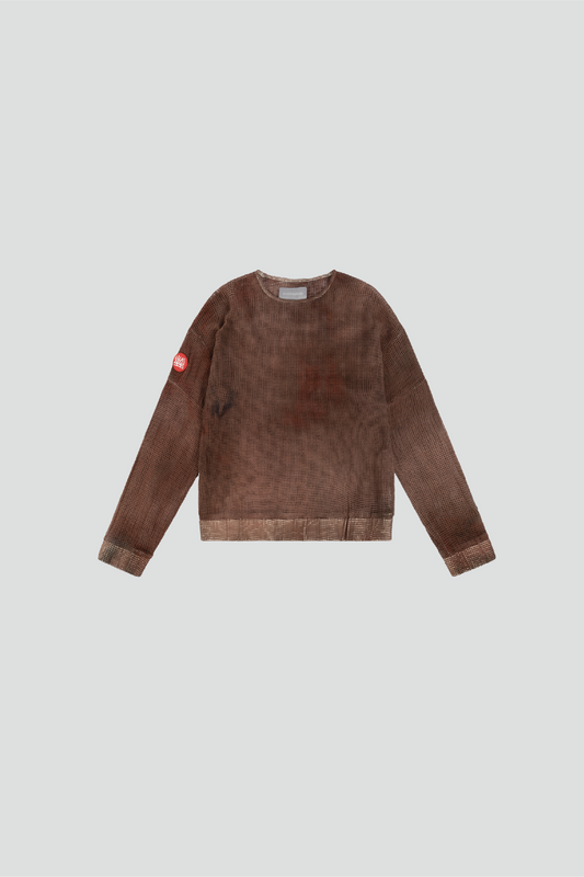 COTTON BROWN DYE MESH LONGSLEEVE