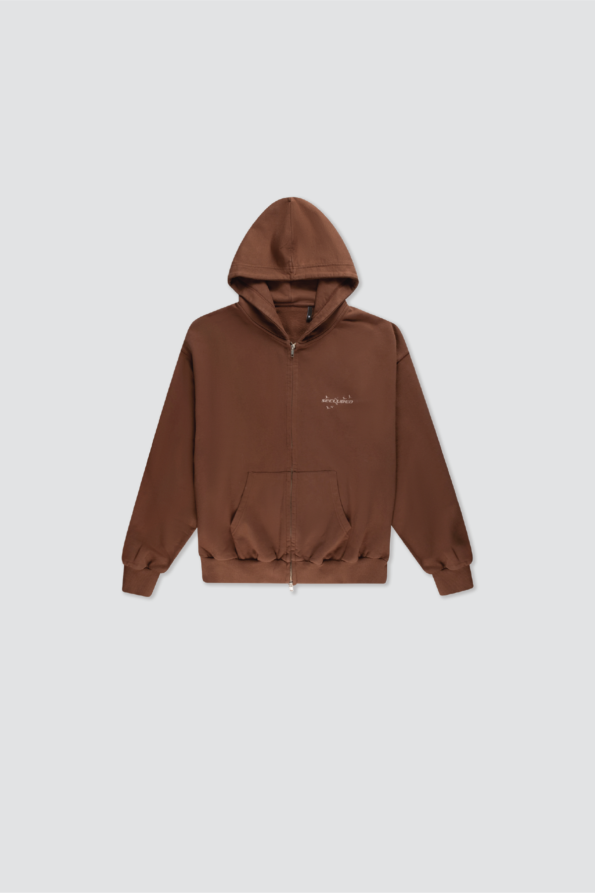 DOUBLE ZIPPED BROWN STORM HOODIE