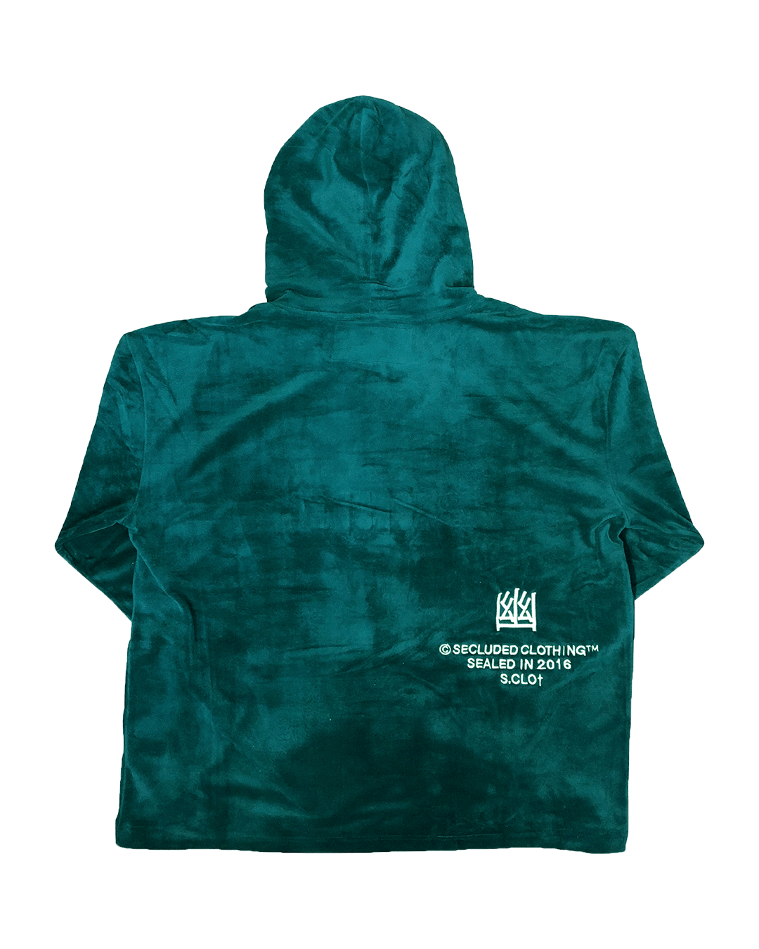 Secluded Panthera Velour Hoodie Emerald Green
